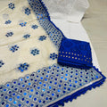 Blue Chikankari Kurti Plazo Set with Golden Mirror Phulkari Dupatta Plus Sizes