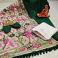 Design-2 Green Pure Cotton Phulkari Suit with Beautiful Handmade Mirror Work Shopping Online