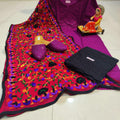 Design -2 Purple Cotton Phulkari Suit with Beautiful Chikan & Sequins Embroidery Work Shopping Online