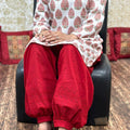 Design-2 Red Afghani Co -Ord Sets with Authentic Chikan Fabric & Digital Print
