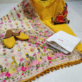 Design-2 Yellow Pure Cotton Phulkari Suit with Beautiful Handmade Mirror Work Shopping Online