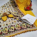 Design-3 Yellow Pure Cotton Phulkari Suit with Beautiful Handmade Mirror Work Shopping Online