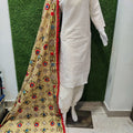 Design 6  - Exquisite Chikankari Kurti Set with Pom Pom Dupatta and Afghani Salwar