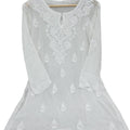 Divine White: Viscose 3D Work Short Chikankari Top
