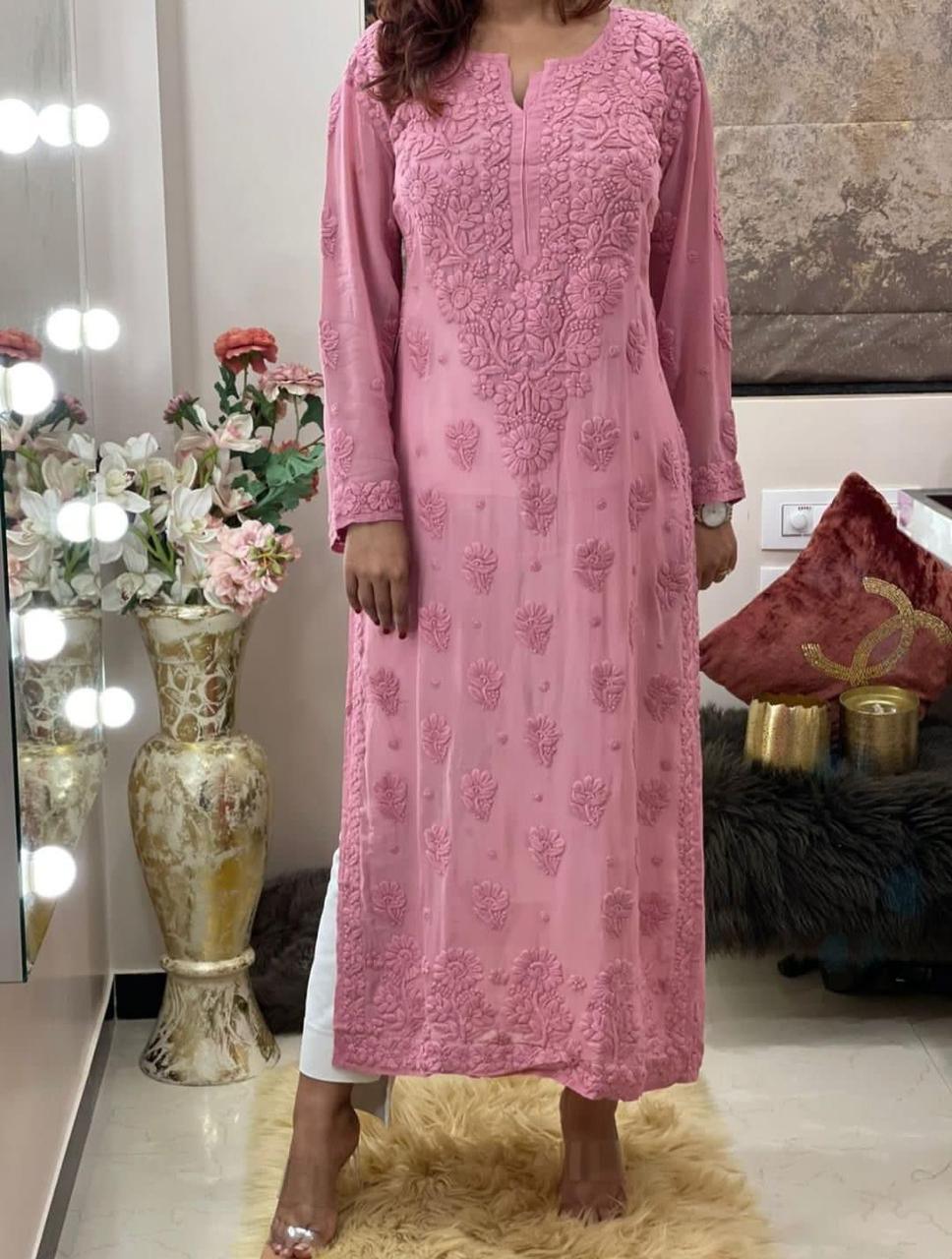 Dusty Pink Breezy Bliss Dyed Viscose Long Kurti - Inayakhan Shop 