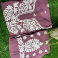 Dusty Pink Color Summer New Arrival Designer Chikankari Kurti Pant Set