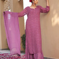 Dusty Pink Ethereal Viscose Bliss: Premium Heavy Jaal Work Viscose Plazzo Set