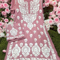 Dusty Pink Premium Heavy Work Lucknow Chikankari Modal Kurti Palazzo Set for Summer