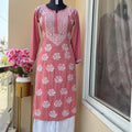 Dusty Pink Premium Rayon Chikankari Kurti + Rayon Chikankari Palazzo Set