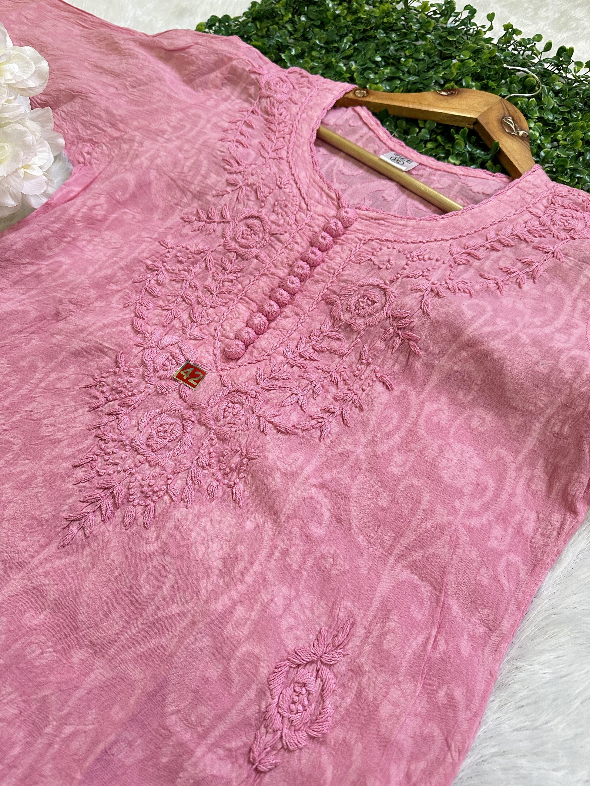 Dusty Pink Radiant Brasso Elegance: Handwork Dyed Co-ord Set - Inayakhan Shop 