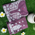 Dusty Purple New Designer Chikankari Hand Work Kurti Pant Set