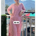 Dusty Rose Cotton Chikankari Hand Work Kurti Suit Salwar Dresses Plus Sizes