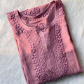 Dusty Rose Royal Elegance 3D Viscose Premium Quality Chikankari Kurti