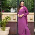 Dusty Pink Elegant Viscose Lucknow Chikankari Handwork Ensemble (New)