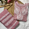 Dusty Pink Mul Mul Cotton Chikankari Cord Set – Plus Size up to 56  | Lightweight Luxe Co-Ord
