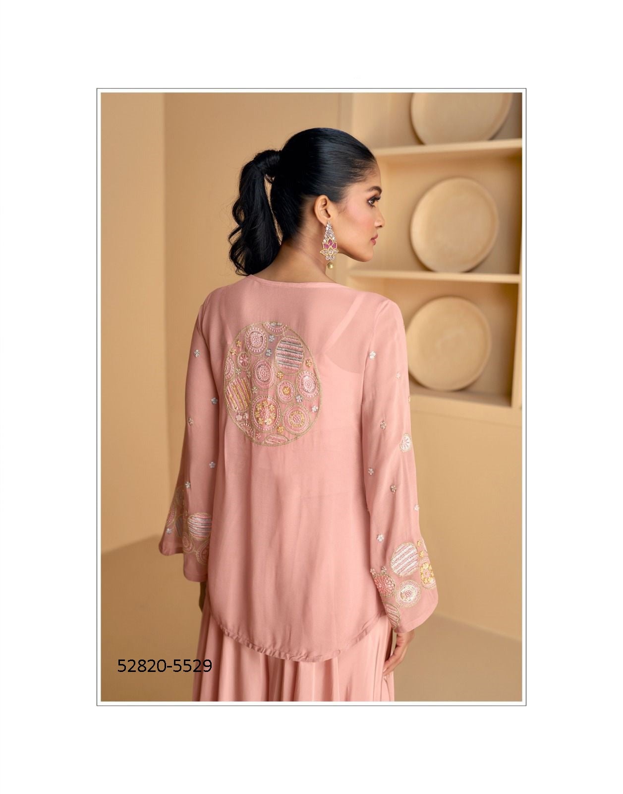 Pink Georgette Embroidery Work 3-Piece Indo Western Salwar Suit