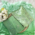 Green Chikankari Elegance Ombré Mirror Booti Jaal Set - Kurti, Sharara & Dupatta -(Inner Included))