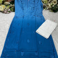 Blue Rayon Fancy Gala Booti - Lucknowi Chikankari Kurta and Pant