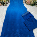 Blue Lucknow Chikankari Noodle Strap Kurta + Pant 3-Piece Set