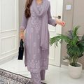 Lavendar Grey Ethereal Dyeable Modal Chikankari Kurta Set (Latest)