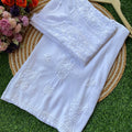 White PLUS SIZE PREMIUM Lucknow Chikankari Handcrafted Rayon Kurti & Palazzo Set