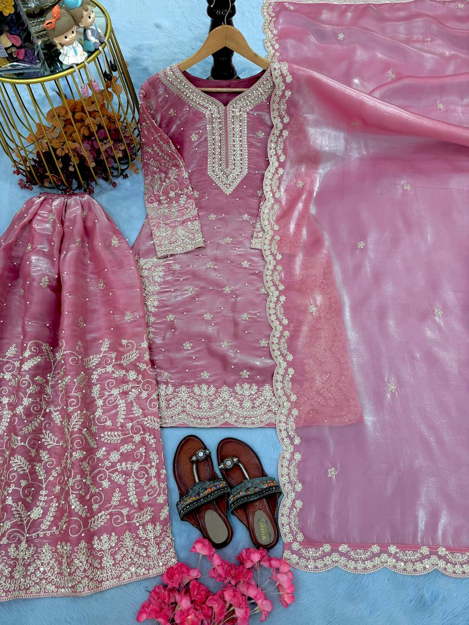 Pink Ethereal Silk Embroidered Ensemble Eid Special