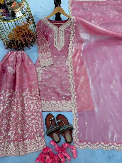 Pink Ethereal Silk Embroidered Ensemble Eid Special