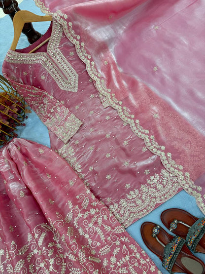 Pink Ethereal Silk Embroidered Ensemble Eid Special