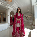 Red Royal Crimson Elegance Silk Ensemble
