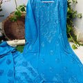 Electric Blue Opulent Rayon Set with Ring Mukesh Work Upto 5XL Plus size