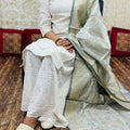 Elegance in Cotton White Cutwork Chikan Kurti Set with Grey Golden Banarasi Dupatta