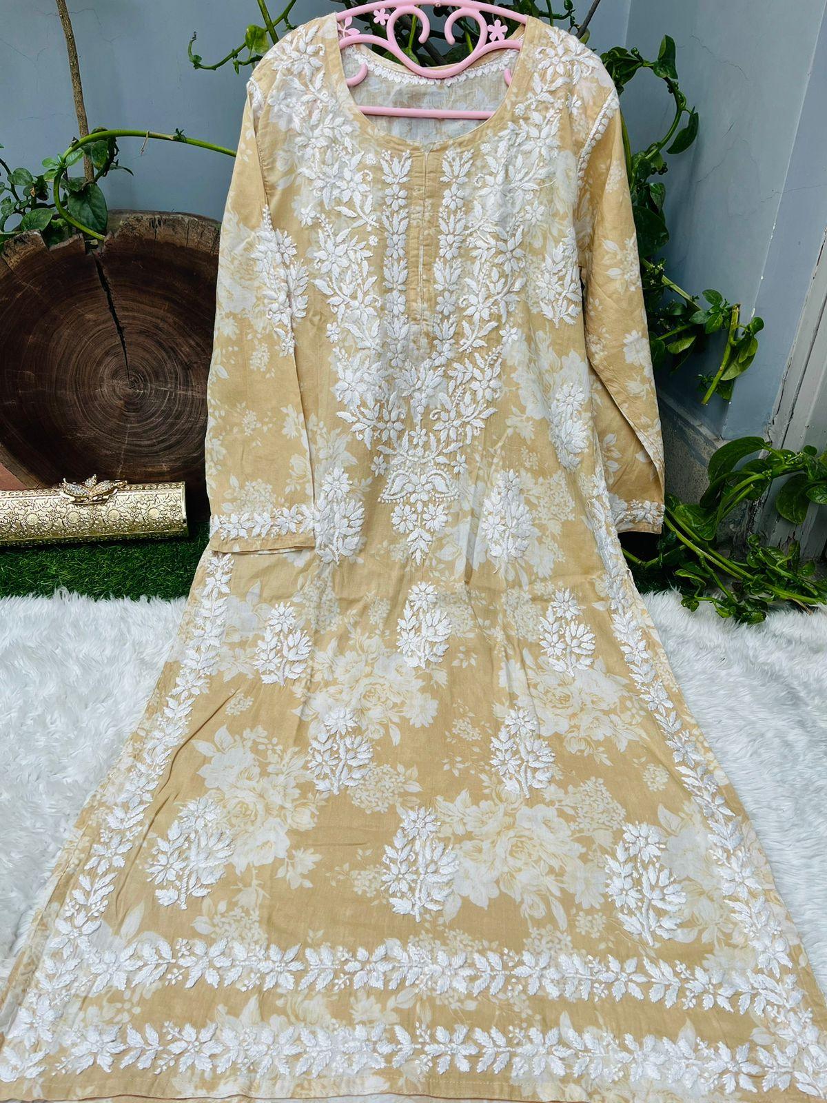 Elegant Simplicity: Yellow Chikankari Kurti in Mulmul Cotton - Inayakhan Shop 