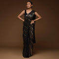 Premium Black Sequin Embroidered Georgette Saree Set