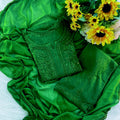 Emerald Green Iconic Mukaish Work Lucknow Chikankari 3-Piece Set