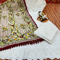 Ethereal Elegance - 15 : Sequined White Chikankari Cutwork Anarkali with phulkari Dupatta