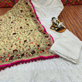 Ethereal Elegance - 2 : Sequined White Chikankari Cutwork Anarkali with phulkari Dupatta