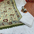Ethereal Elegance - 3 : Sequined White Chikankari Cutwork Anarkali with phulkari Dupatta