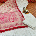 Ethereal Elegance - 4 : Sequined White Chikankari Cutwork Anarkali with phulkari Dupatta