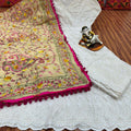 Ethereal Elegance - 6 : Sequined White Chikankari Cutwork Anarkali with phulkari Dupatta