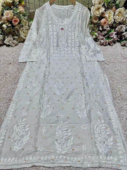 Ethereal Elegance Chanderi Chikankari Ensemble - Inayakhan Shop 