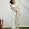 Ethereal White Sequins Saree Set