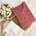 Dusty Pink Angarkha Style Malmal Kurti with Lucknow Chikankari & Modal Plazo Set