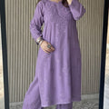 Mauve Lucknow Chikankari Rayon Kurta Palazzo Co-ord Set with Tone-to-Tone Hand Embroidery