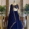 Blue Ready-to-Wear Double Layer Lehenga Choli for Women