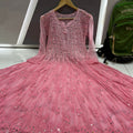 Light Pink 56 Kali Dye Mirror Lucknowi Chikankari Anarkali Kurta Up to 4XL
