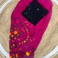 Rani Pink and Black Beautiful Chikankari Sequins Kurti and Patiala Salwar Set