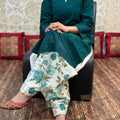 Dark Green Chikan Kurti with Digital Patiala Salwar Set