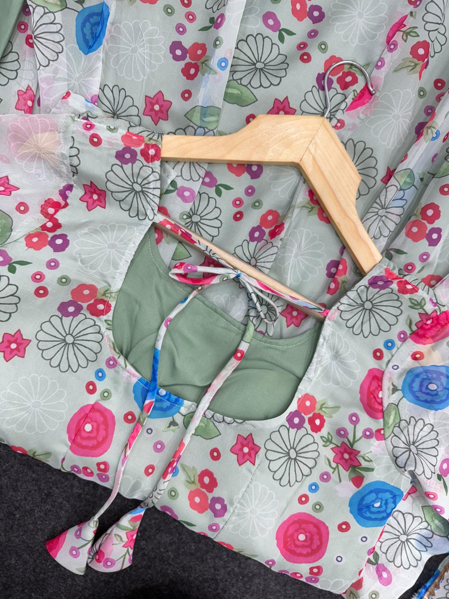 Lightweight Organza Floral Anarkali Suit Set