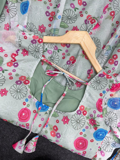 Lightweight Organza Floral Anarkali Suit Set