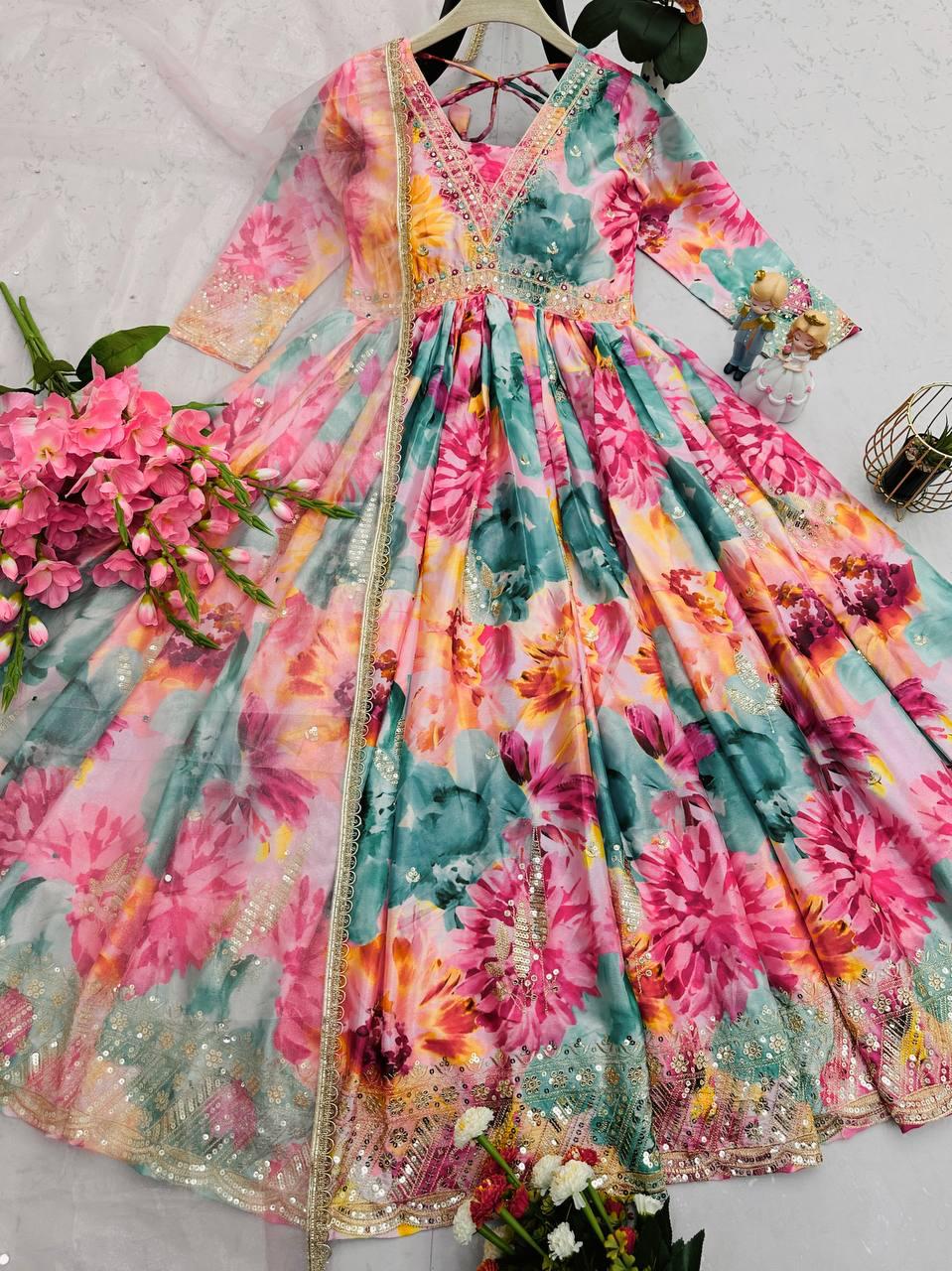 floral design anarkali dresses Anarkali Suits - Floral Print - Salwar Kameez: Buy Designer Indian Suits for Women Online